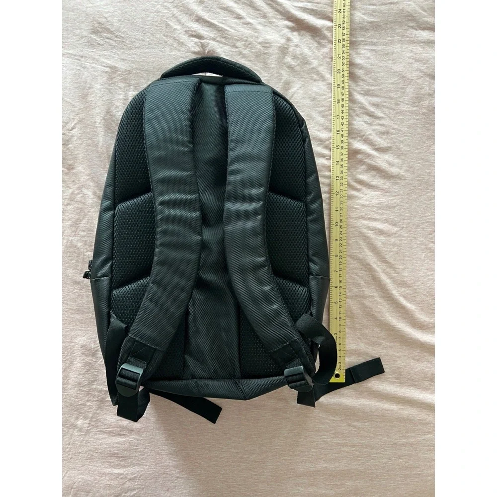 Black Ballistic Nylon Laptop Backpack‎ Red Accent Zip Padded Commuter Bag 18in